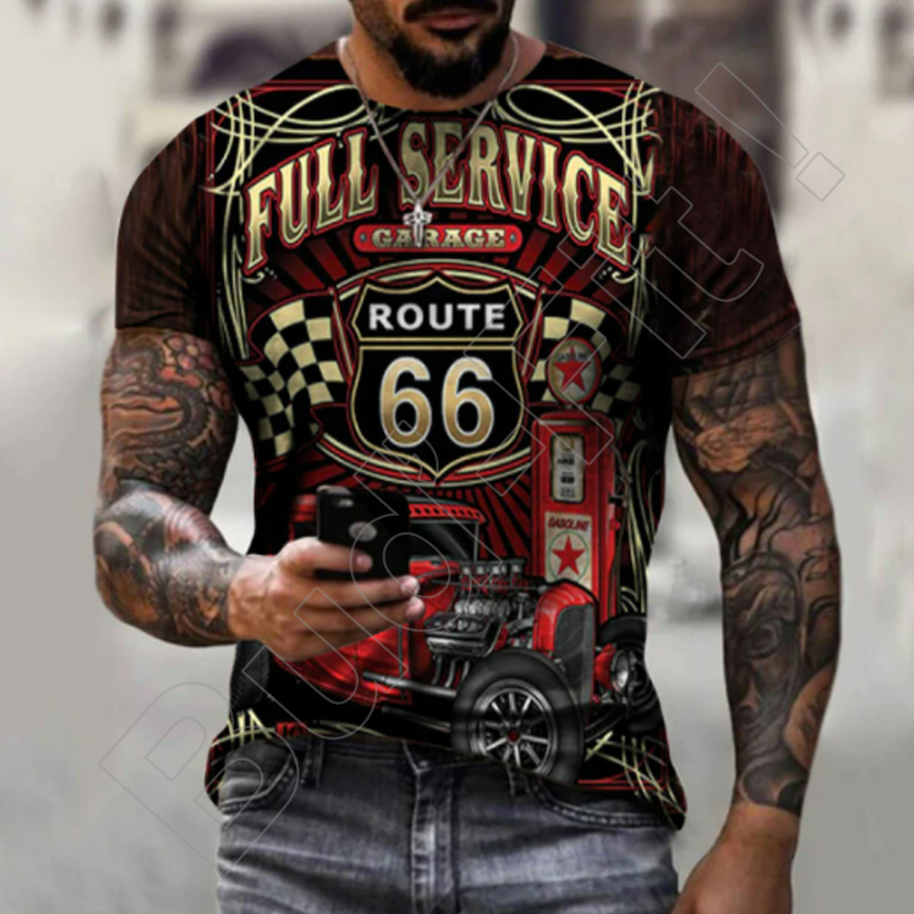 Pánske fitness tričko RANGER™,  motív ROUTE66 - červená2