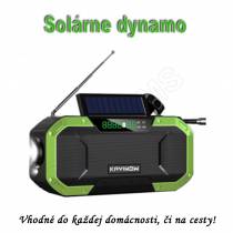 Multifunkčné solárne LED dynamo s kľukou, powerbankou, rádiom, bluetooth  a  displejom 
